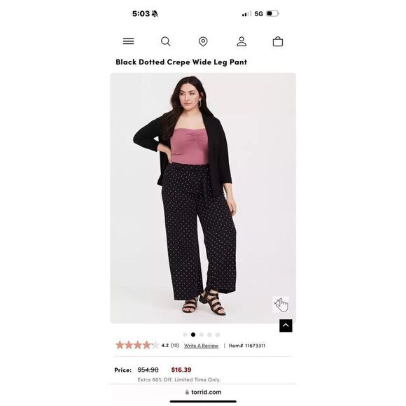 Torrid Black Crepe Polka Dotted Wide Leg Pants - Women’s US 18 - Picture 1 of 10